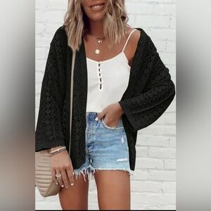 NEW! 💯 Women's Black Hollow Out Knit Cardigan. So soft!